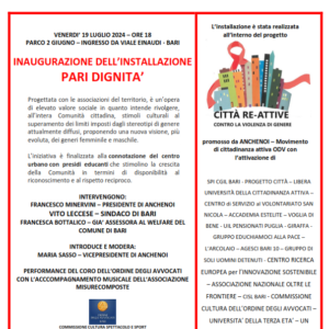 VENERDI 19 LUGLIO 2024 – INSTALLAZIONE “PARI DIGNITA'”